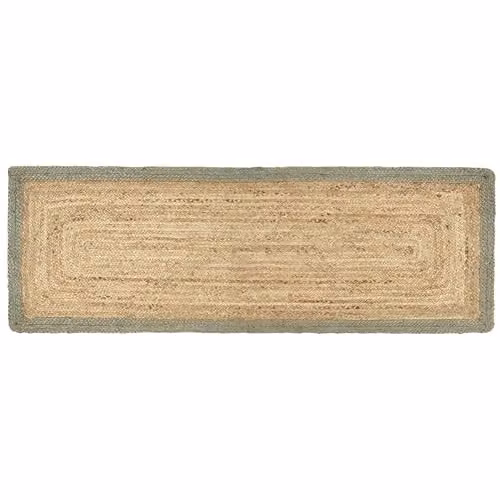 Phoenox Textiles Limited Origins Jute Border Sage Green Rectangular Kitchen Runner, W: 67 cm, L: 200 cm