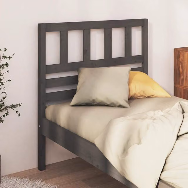 Berkfield Home Rustic Grey Solid Pine Wood Bed Headboard W/D/H: 96 x 4 x 100 cm