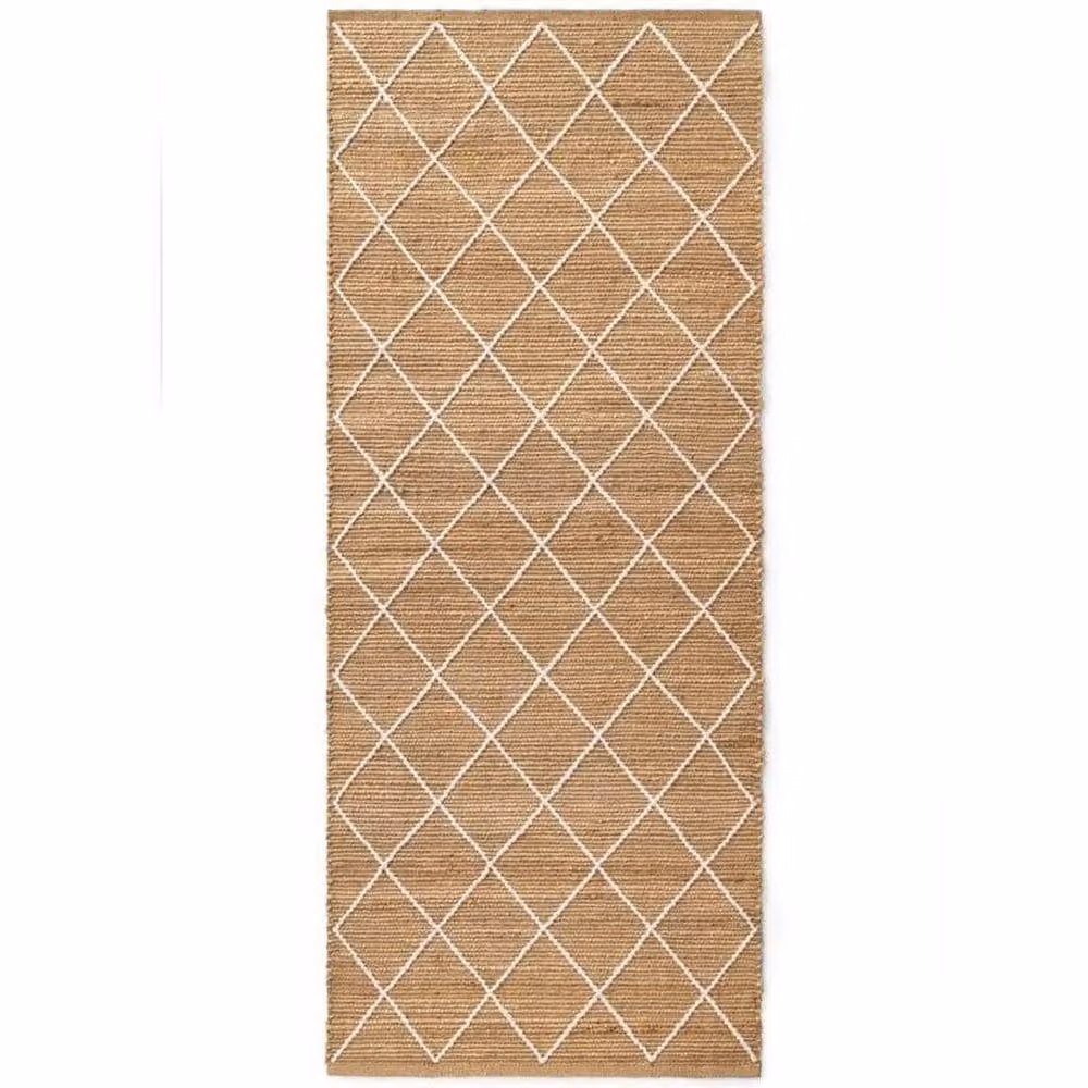 THE RUGS Kunu Handwoven Jute and Cotton Diamond Design Rug in Beige, W: 80 cm, L: 200 cm – 2