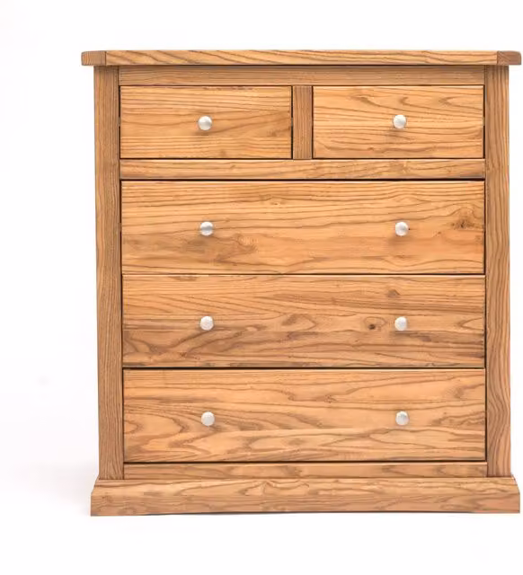 Cabinet Bits Salerno 5 Drawer Chest of Drawers in Natural with Chrome Knobs