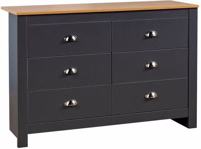 SPETLEK Modern Wooden 6-Drawer Chest of Drawers in Dark Grey Graphite – 1