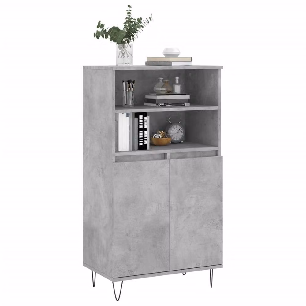 Berkfield Home Industrial Highboard in Concrete Grey, W/D/H: 60 x 36 x 110 cm – 3
