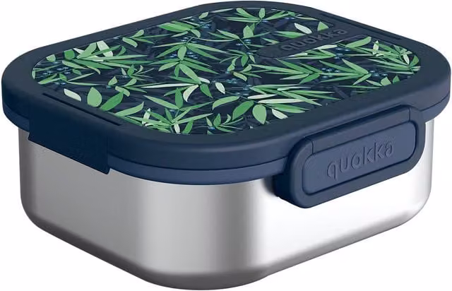 Quokka Kai Blue Blossom Leakproof Stainless Steel Lunch Box in Dark Green