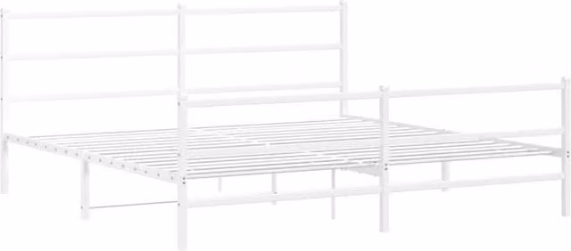 Berkfield Home Metal Bed Frame with Footboard in White, W/D/H: 183 x 213 x 90 cm – 1