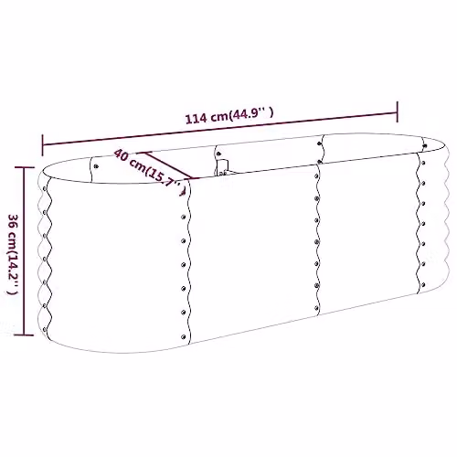 vidaXL Green Galvanised Steel Raised Bed for Vegetable, Herb or Ornamental Gardens W/D/H: 164.16 x 40.0 x 40.0 cm – 3