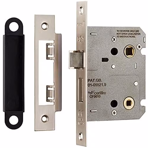 Loops Satin Nickel Bathroom Door Sashlock Latch with Square Forend and Thumb Turn