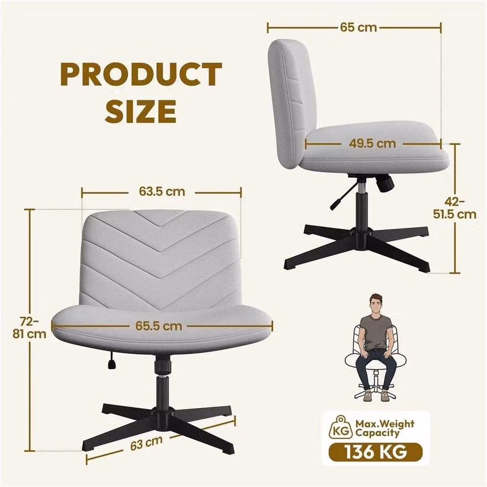 KORVIXA Modern Grey Bouclé Fabric Swivel Task Chair for Home Office – 2