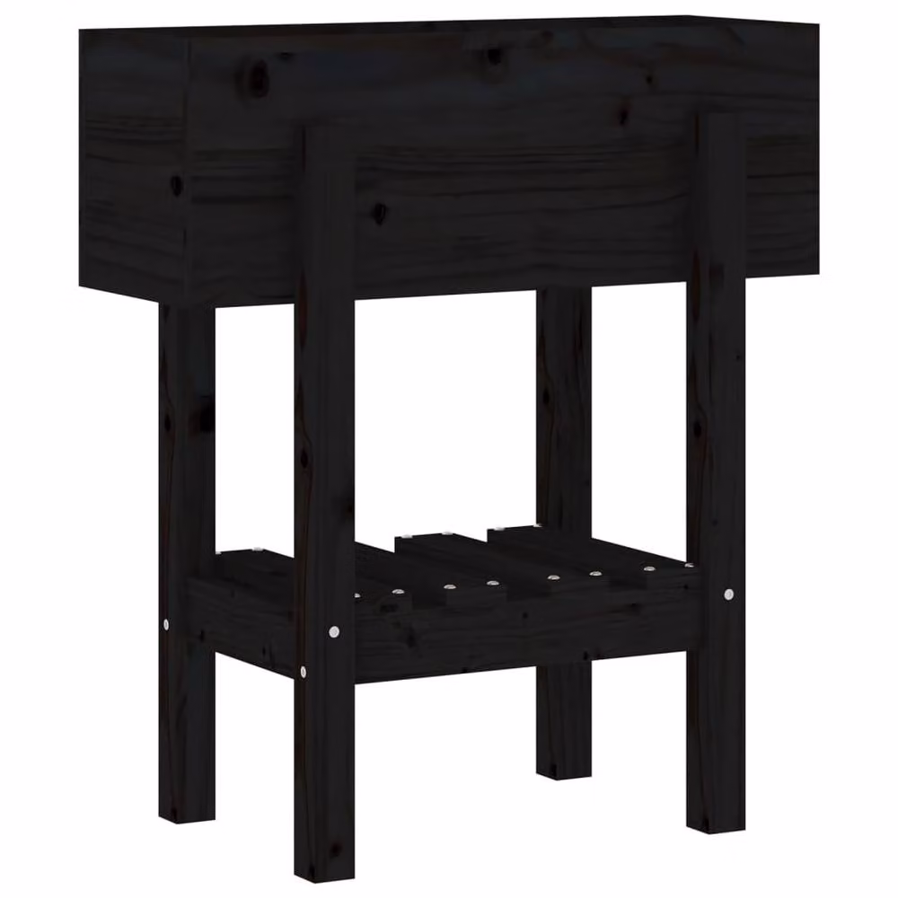 Berkfield Home Beautiful Garden Planter in Black Solid Pine Wood, W/D/H: 62 x 30 x 69 cm – 3