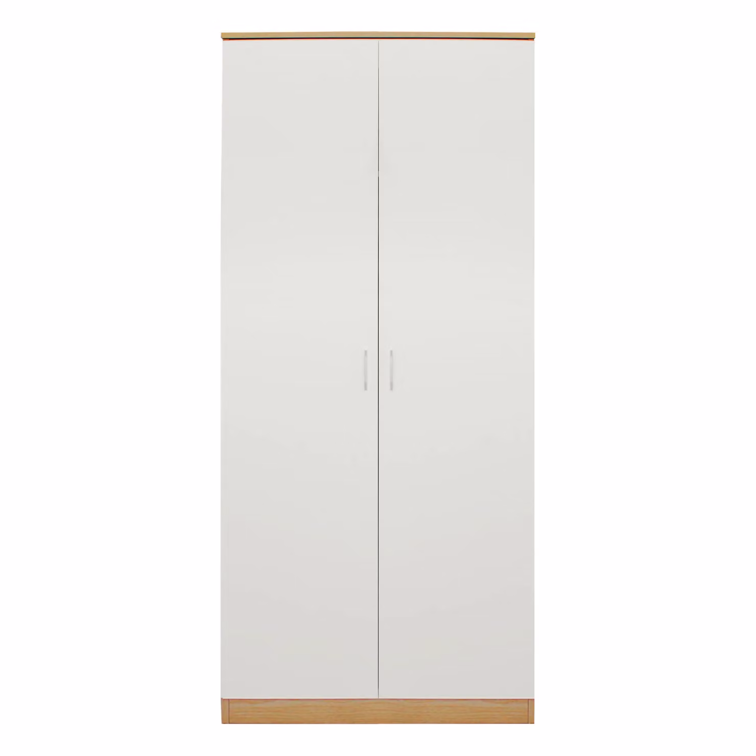 Comfy Living Ltd Modern High Gloss 2 Door Wardrobe in Light Oak, H 180.0 cm x W 76.0 cm – 2