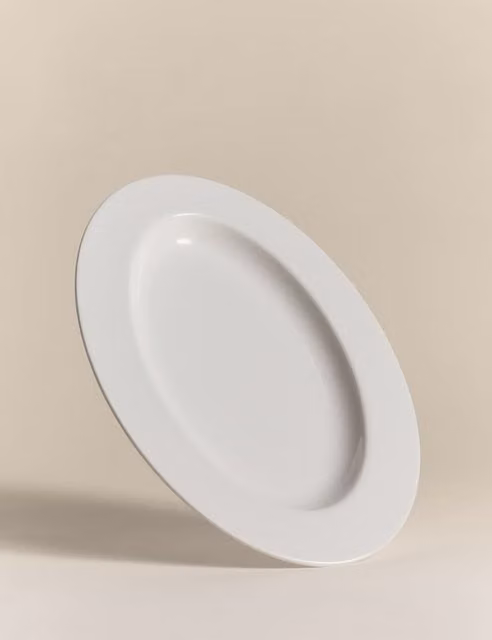 M&S Clarendon Small Oval Bone China Serving Platter, White