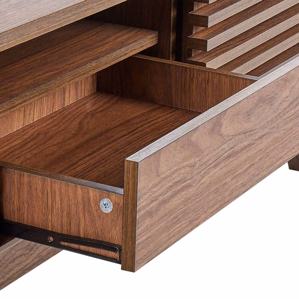 Wyld and Coco Everwood TV Stand in Dark Brown Retro Modern Storage W: 149 cm, D: 35 cm, H: 44 cm – 4