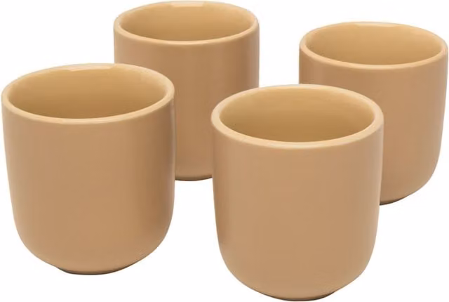 Seasons Ceramic Espresso Cup Set of 4 in Beige and Yellow