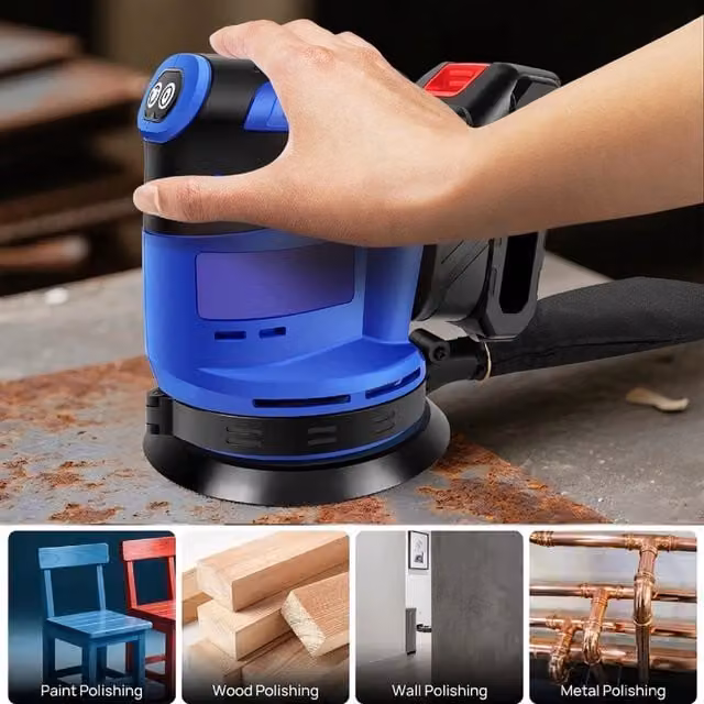 2000W 21V Cordless Random Orbital Sander with 5 Inch Sanding Disc, Blue