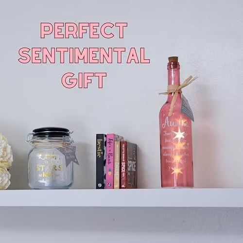 Boxer Gifts Auntie Light-Up LED Starlight Glass Bottle in Pink and Multicolour – 3