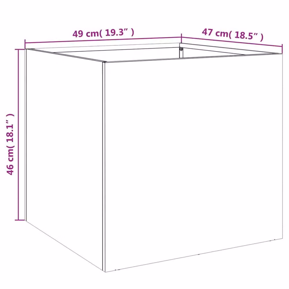 Berkfield Home Steel Planter Tub, Green, W: 49 cm, D: 47 cm, H: 46 cm – 6