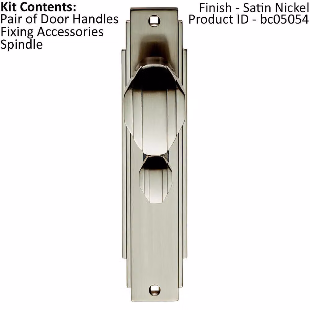 Loops Pair Line Detailed Door Knob on Bathroom Backplate, Satin Nickel, 205 x 45 mm – 2