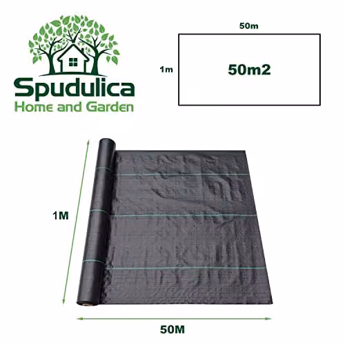 Spudulica Black Woven Landscape Fabric Weed Control Membrane, W: 1 m, L: 50 m – 3
