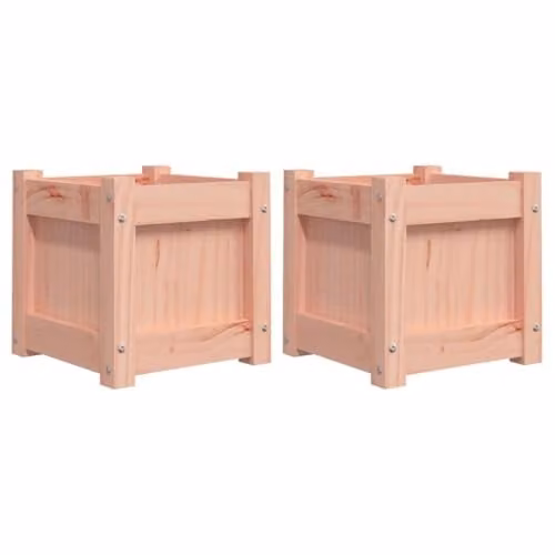 vidaXL Set of 2 Brown Douglas Fir Solid Wood Garden Planter Tubs