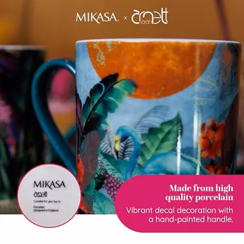 Mikasa Sarah Arnett Porcelain Mug, 350ml, Multicolour Flamingo Print – 3