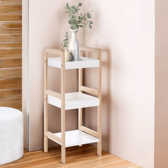 Orsina ARLA Bathroom Shelf Unit with Natural Birchwood Frame