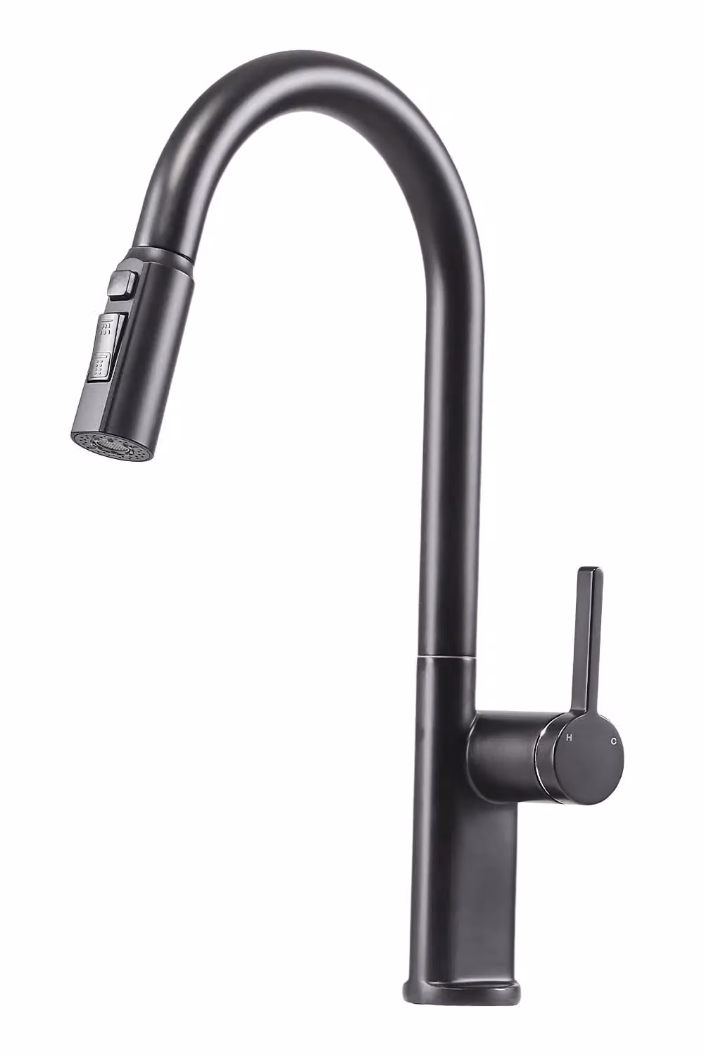 Living and Home Matt Black Stainless Steel Kitchen Faucet with Pull-out Sprayer and Spray Function – 4