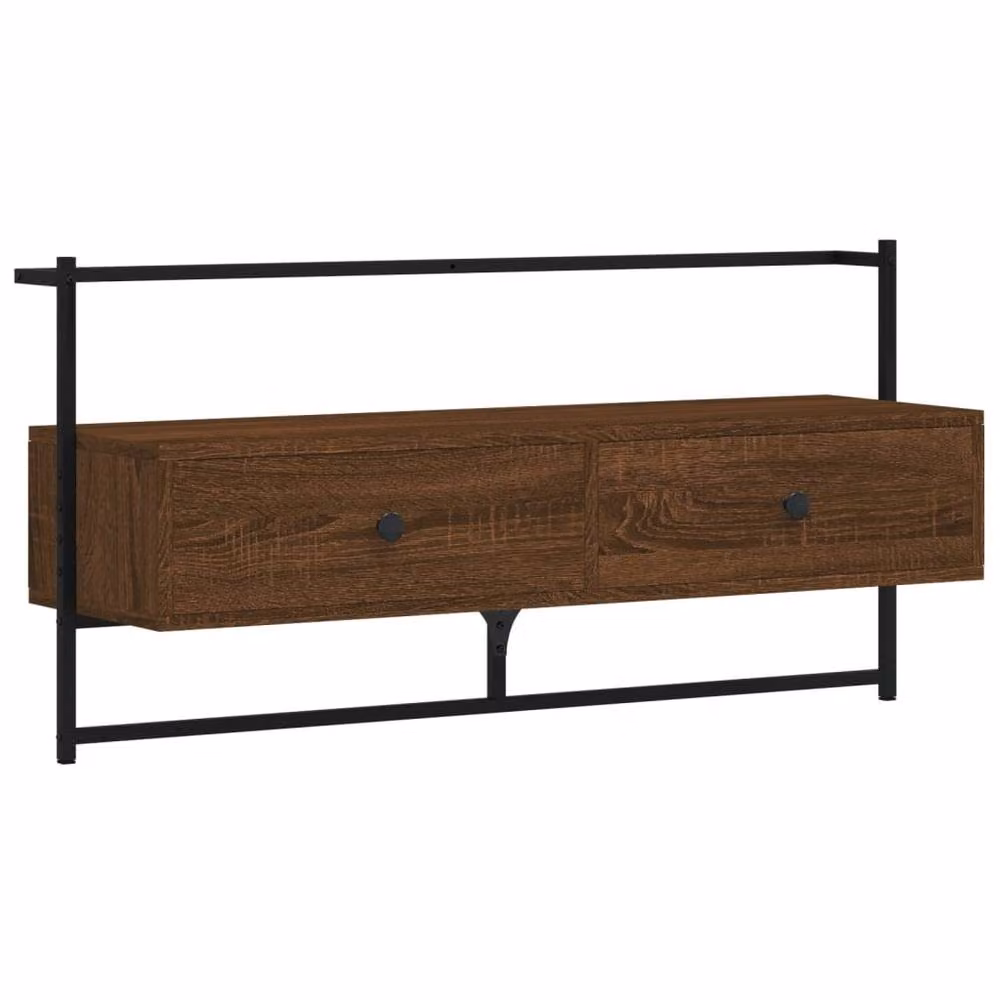 Berkfield Home Wall-mounted TV Cabinet in Brown Oak, W/D/H: 100.5 x 30 x 51 cm – 3