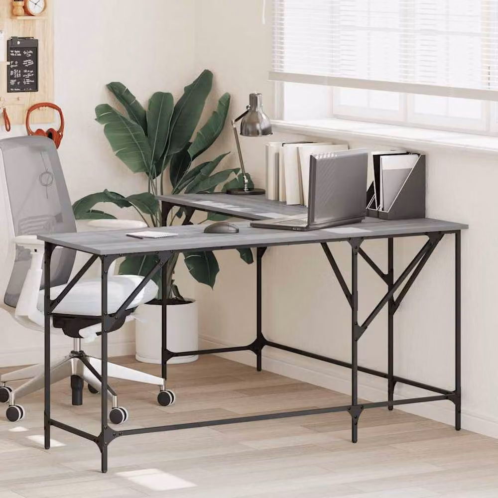 Berkfield Home Grey Sonoma Decorative Writing Desk in Engineered Wood, W/D/H: 149 x 149 x 75 cm – 2