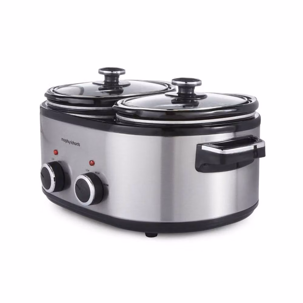 Morphy Richards DuoServe Double Pot Slow Cooker, 3.8L, Silver – 5