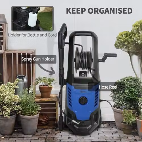 Outsunny 2200W High Pressure Washer with 170 Bar Pressure, 420 L/h Flow and 6m Hose, Blue – 5