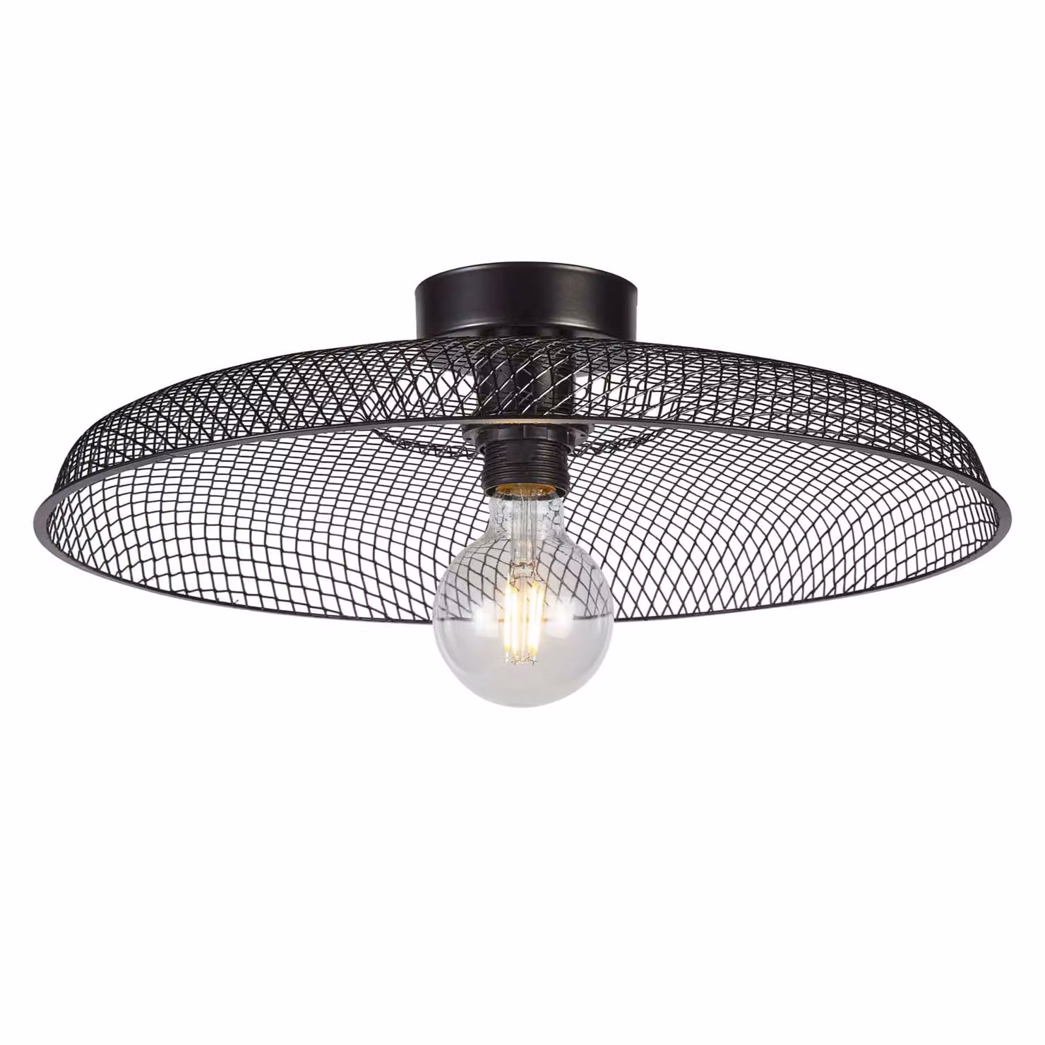 First Choice Lighting Cassidy Set of 2 Black Metal Mesh Round Ceiling Flush Lights – 2