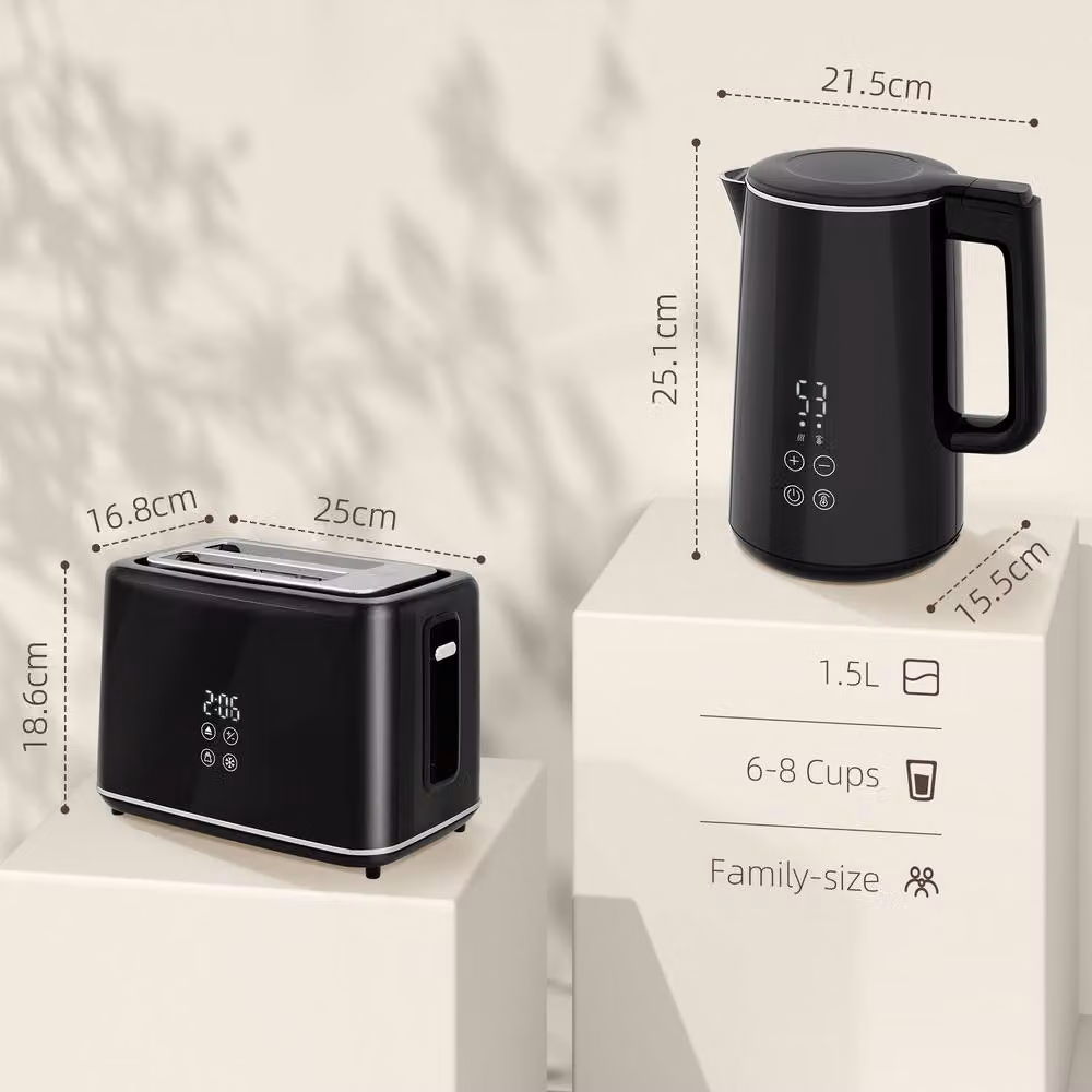 STILVORA Kettle and Toaster Set with LED Display in Black – 4
