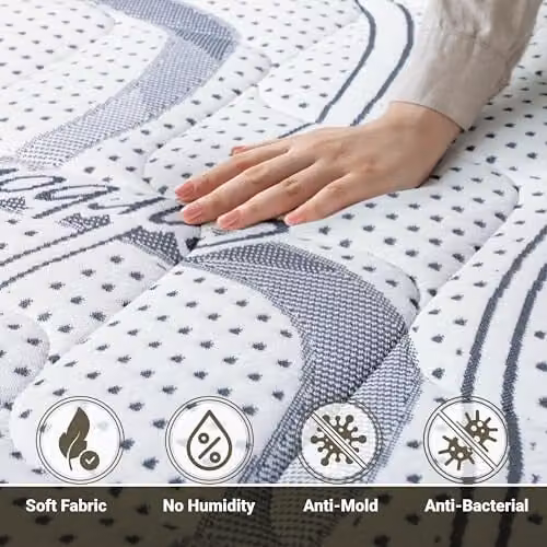 The White Stone Antibacterial Comfort Foam Mattress in White, H 20 cm, W 140 cm, D 210 cm – 5