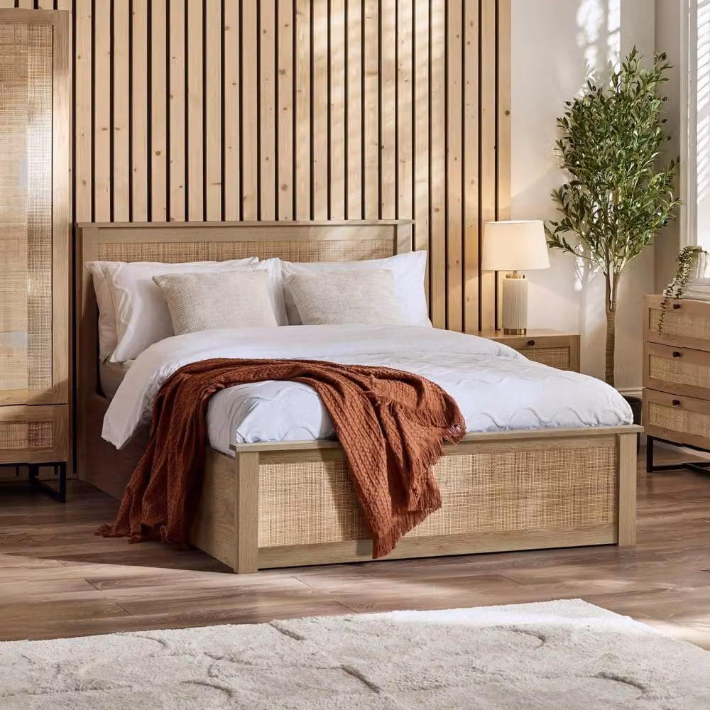 Cheshire Zinc Ottoman Bed in Brown Oak with Lift Up Base, W/D/H: 140 x 200 cm – 2