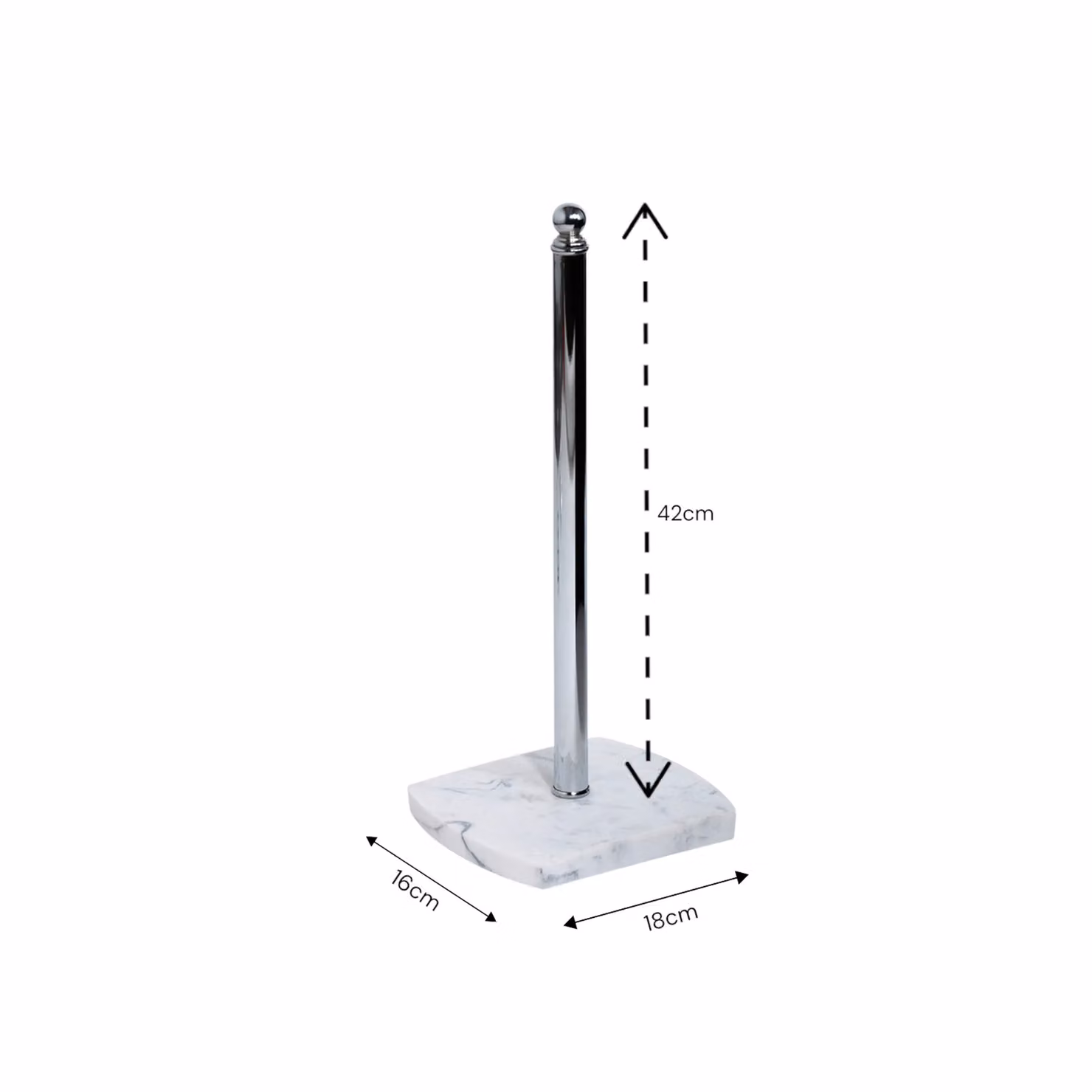 Showerdrape Octavia Freestanding Spare Toilet Roll Holder in White Marble and Grey Resin with Chrome Metal Details W/D/H: 18.0 x 41.0 x 18.0 cm – 2