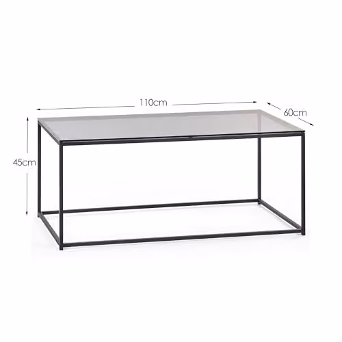 Julian Bowen Chicago Modern Rectangular Coffee Table, Black with Smoked Glass, W: 110 cm, D: 60 cm, H: 45 cm – 2