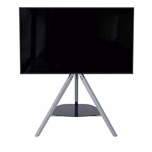 AVF Hoxton Free-standing Tripod TV Floor Stand with Grey Wood Legs and Black Glass Shelf for TVs 32 to 70 inches – 2