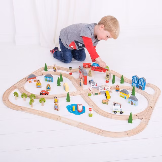 Bigjigs Rail Multicolour Wooden Push Train Starter Set
