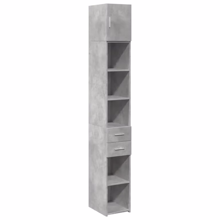 Berkfield Home Slim Freestanding Storage Cabinet in Concrete Grey, W/D/H: 30 x 22.5 x 225 cm