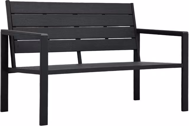 Berkfield Home Modern Garden Bench in Black Wood Look HDPE and Steel, Width: 120 cm