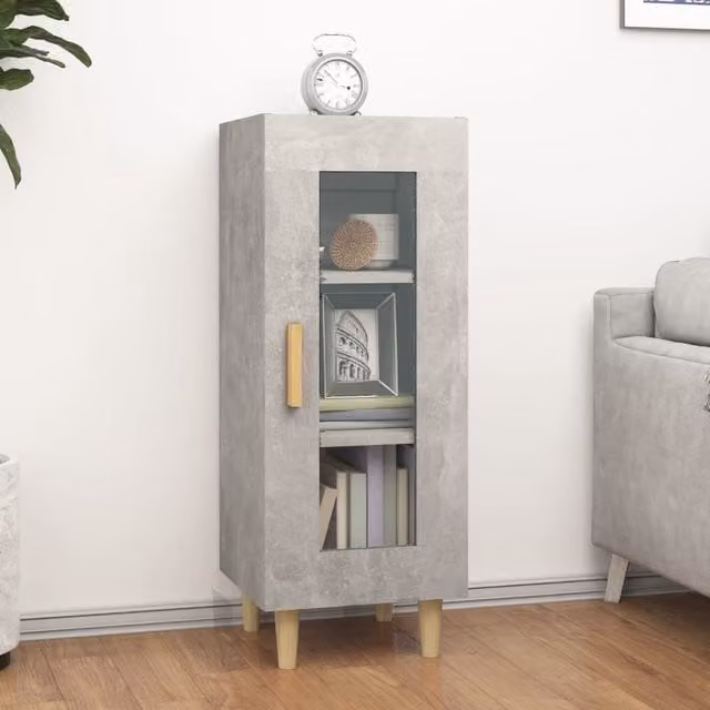 Berkfield Home Sideboard in Concrete Grey, W/D/H: 34.5 x 34 x 90 cm