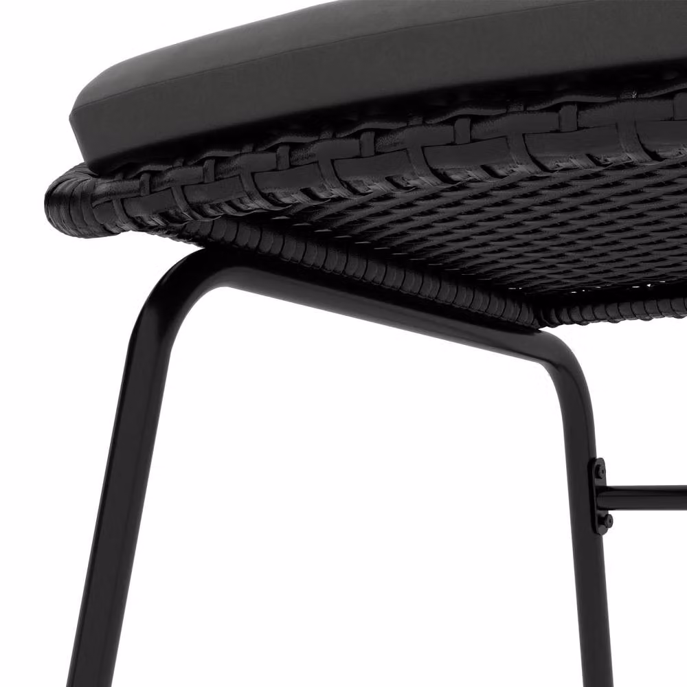 Wyld Haus Lukeno 3 Piece Black Rattan Bistro Set with 2 Chairs and Round Coffee Table – 6