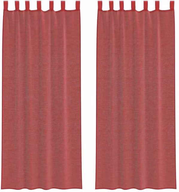 Berkfield Home Red Transparent Voile Fabric Panel Curtains with Rod Pockets, 2 Pack – 1