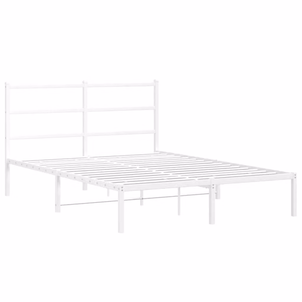 Berkfield Home Metal Bed Frame with Headboard, White, W/D/H: 140 x 190 cm – 2