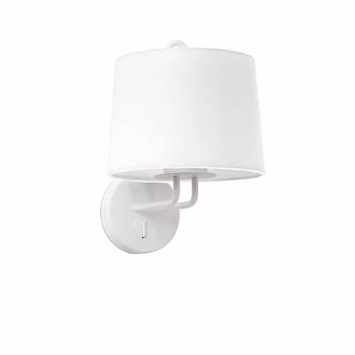 Netlighting Montreal White Fabric Wall Light with E27 Cylinder Shade