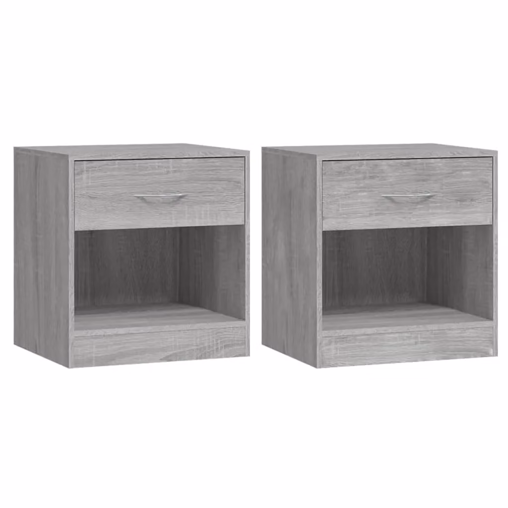 Berkfield Home Set of 2 Bedside Cabinets with Drawer in Grey Sonoma – 2