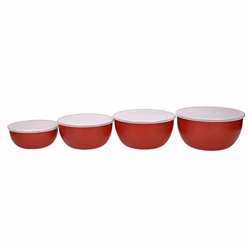 KitchenAid Set of 4 Plastic Prep Bowls with Lids, Red – 2