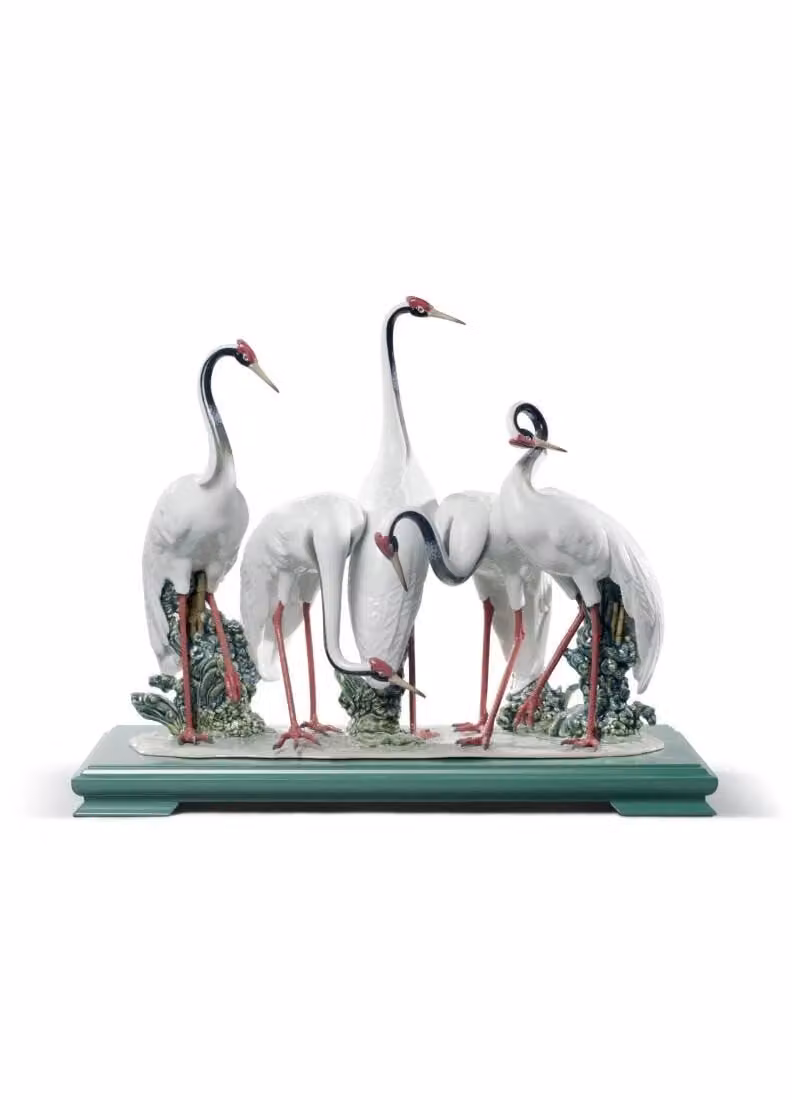 Lladró Flock of Cranes Limited Edition White Porcelain Sculpture