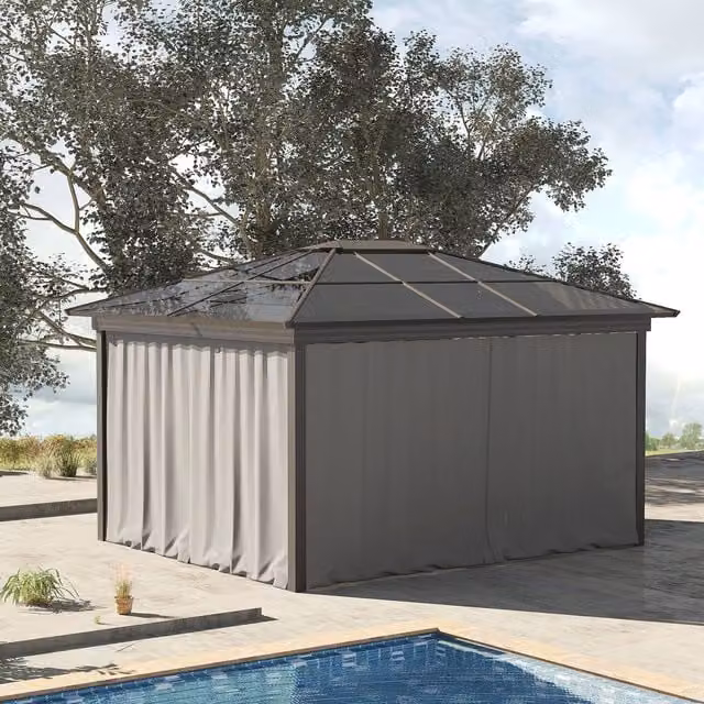 Outsunny Universal Gazebo Replacement Sidewall Set, 4 Polyester Panels, Grey – 1
