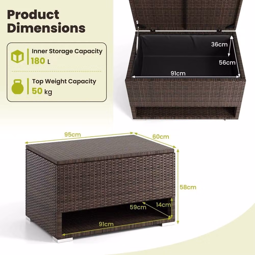 VOGREX Brown PE Rattan Storage Bin with Soft Close Lid and Waterproof Liner – 2