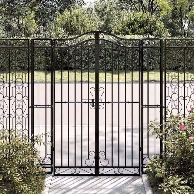 Berkfield Home Black Wrought Iron Swing Garden Gate, W/D/H: 121 x 8 x 150 cm – 1